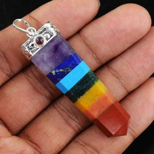 gemsmore:Natural Seven Chakra Healing Point Pendant gemsmore:Natural Seven Chakra Healing Point Pendant