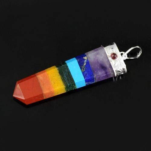 gemsmore:Natural Seven Chakra Healing Point Pendant gemsmore:Natural Seven Chakra Healing Point Pendant