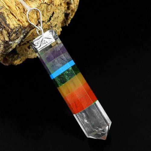 gemsmore:Natural Seven Chakra Healing Point Pendant gemsmore:Natural Seven Chakra Healing Point Pendant