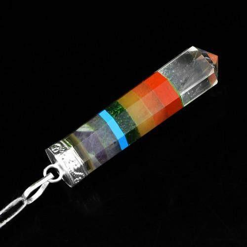 gemsmore:Natural Seven Chakra Healing Point Pendant gemsmore:Natural Seven Chakra Healing Point Pendant