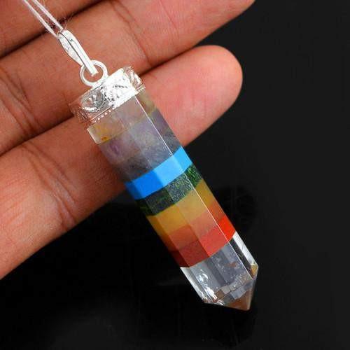 gemsmore:Natural Seven Chakra Healing Point Pendant gemsmore:Natural Seven Chakra Healing Point Pendant