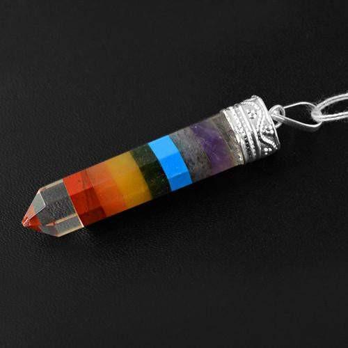 gemsmore:Natural Seven Chakra Healing Point Pendant gemsmore:Natural Seven Chakra Healing Point Pendant