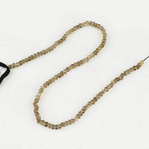 gemsmore:Natural Smoky Quartz Beads Strand Faceted Round Shape Drilled