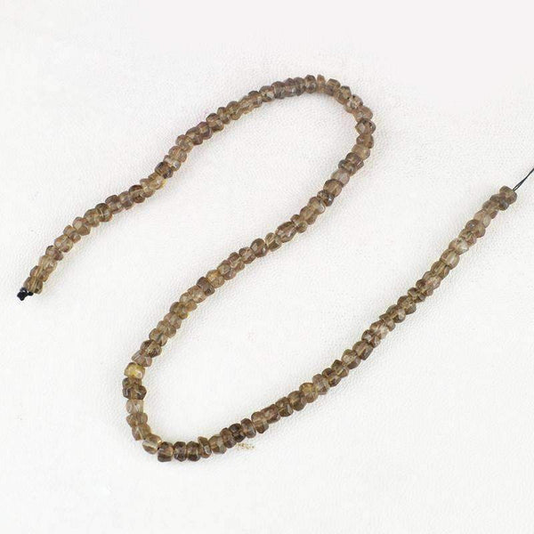 gemsmore:Natural Smoky Quartz Beads Strand Faceted Round Shape Drilled