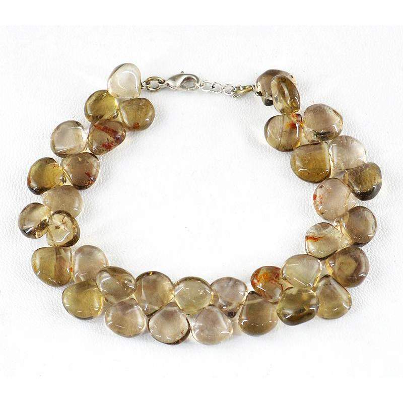gemsmore:Natural Smoky Quartz Bracelet Untreated Pear Shape Beads gemsmore:Natural Smoky Quartz Bracelet Untreated Pear Shape Beads