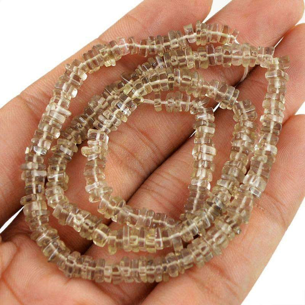 gemsmore:Natural Smoky Quartz Drilled Beads Strand