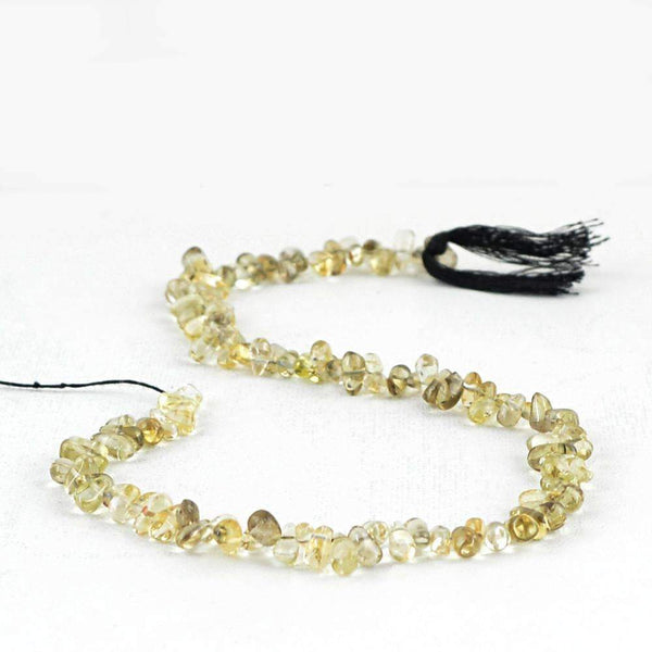 gemsmore:Natural Smoky Quartz Drilled Tear Drop Beads Strand