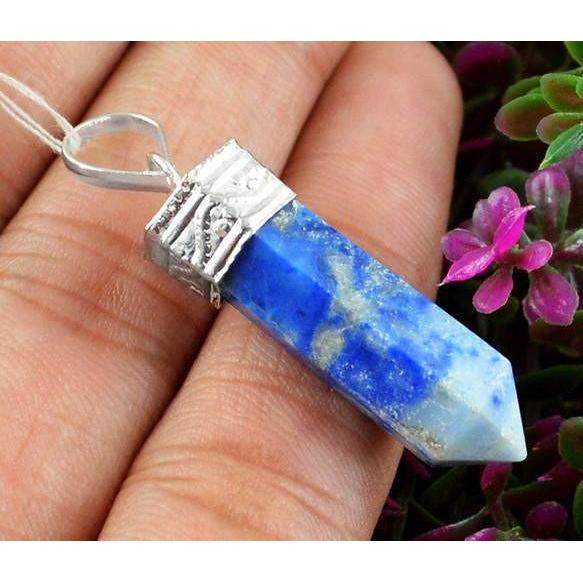 gemsmore:Natural Sodalite Healing Point Pendant gemsmore:Natural Sodalite Healing Point Pendant
