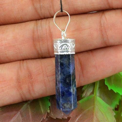 gemsmore:Natural Sodalite Healing Point Pendant gemsmore:Natural Sodalite Healing Point Pendant