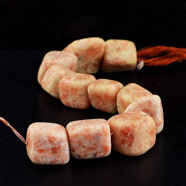 gemsmore:Natural Sunstone Beads Strand - Untreated Drilled