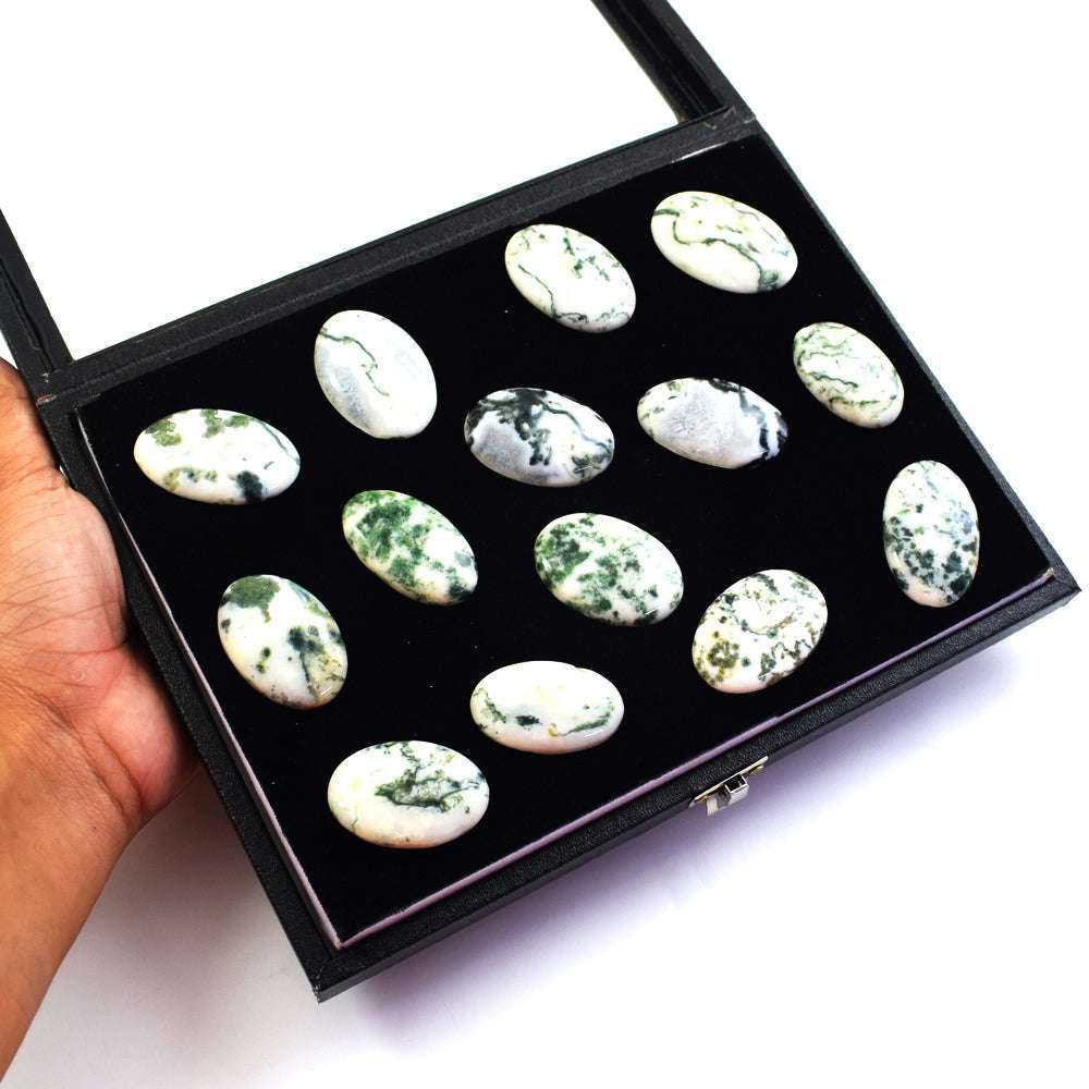 gemsmore:Natural Tree Agate Untreated Gemstone Cabochon Lot gemsmore:Natural Tree Agate Untreated Gemstone Cabochon Lot