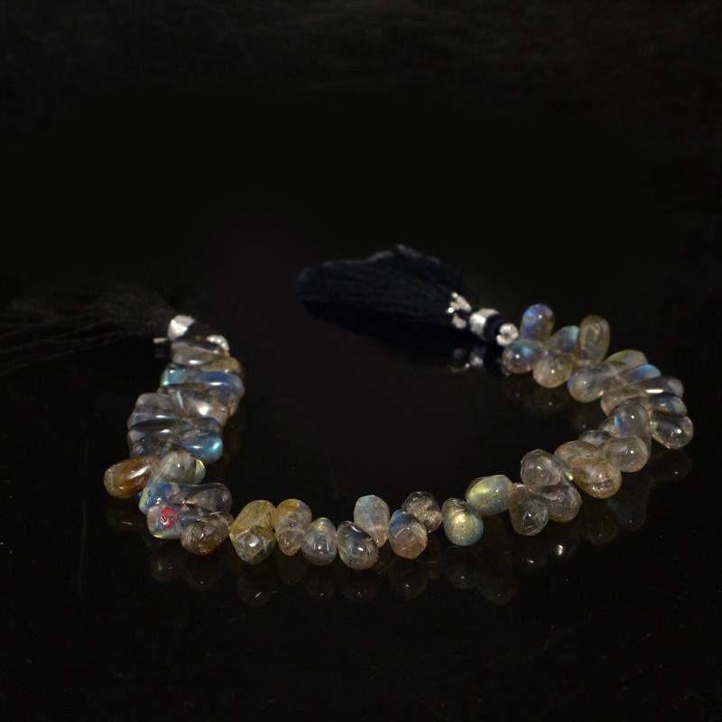 gemsmore:Natural Unheated Blue Flash Labradorite Beads Strand gemsmore:Natural Unheated Blue Flash Labradorite Beads Strand