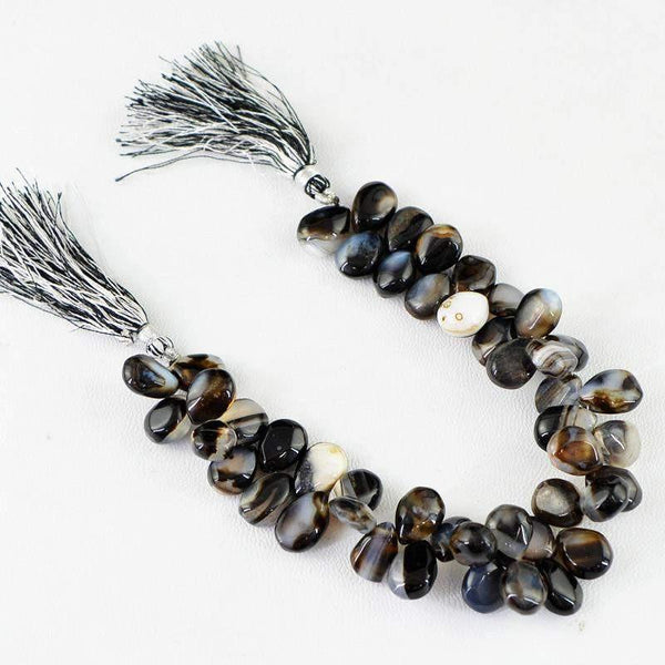 gemsmore:Natural Unheated Drilled Black Onyx Beads Strand