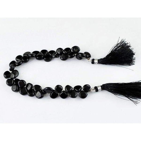 gemsmore:Natural Unheated Drilled Black Onyx Beads Strand