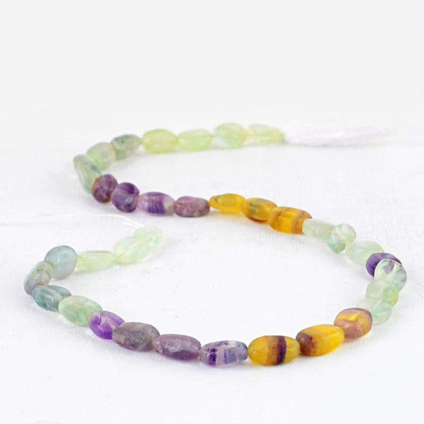 gemsmore:Natural Unheated Multicolor Fluorite Beads Strand