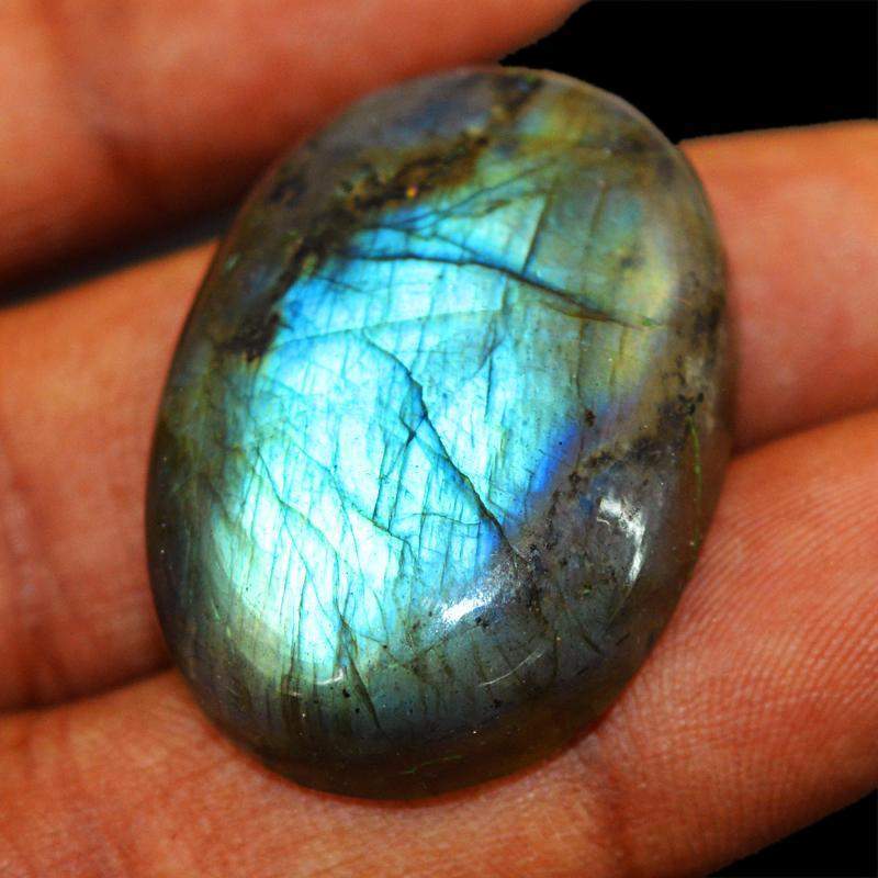 gemsmore:Natural Untreated Blue Flash Labradorite Oval Shape Gemstone gemsmore:Natural Untreated Blue Flash Labradorite Oval Shape Gemstone