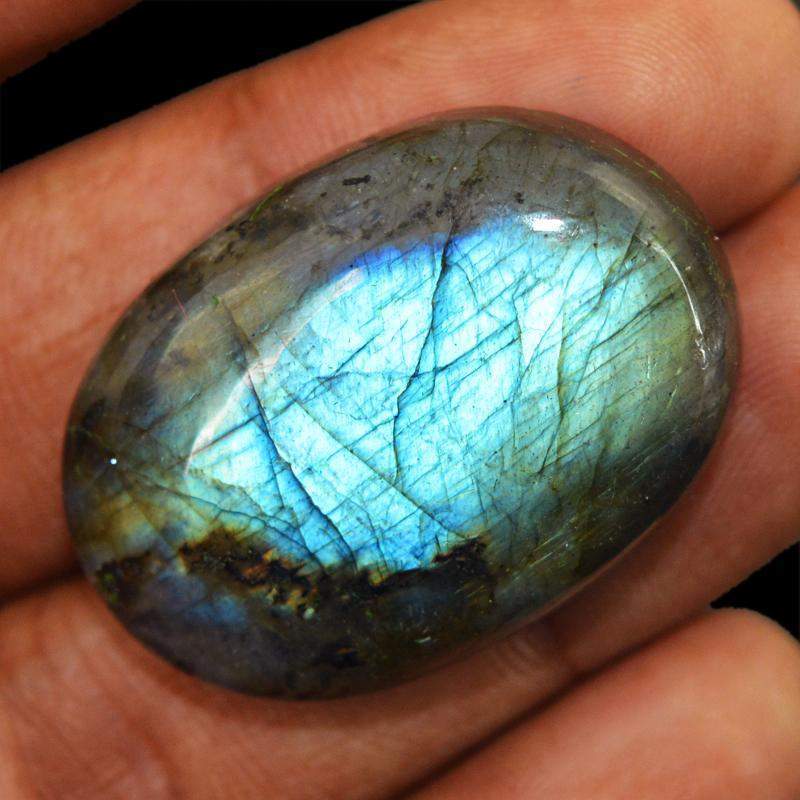 gemsmore:Natural Untreated Blue Flash Labradorite Oval Shape Gemstone gemsmore:Natural Untreated Blue Flash Labradorite Oval Shape Gemstone