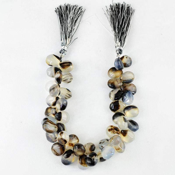 gemsmore:Natural Untreated Drilled Black Onyx Beads Strand