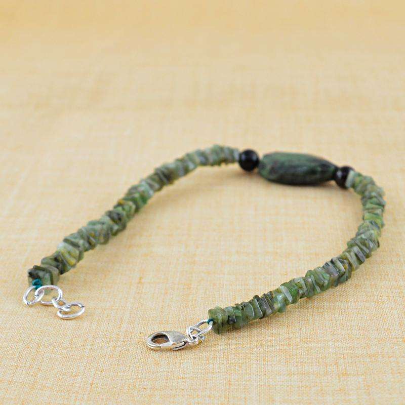 gemsmore:Natural Untreated Emerald & Ruby Ziosite Beads Bracelet gemsmore:Natural Untreated Emerald & Ruby Ziosite Beads Bracelet