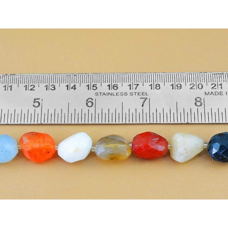 gemsmore:Natural Untreated Faceted Onyx & Agate Drilled Beads Strand gemsmore:Natural Untreated Faceted Onyx & Agate Drilled Beads Strand