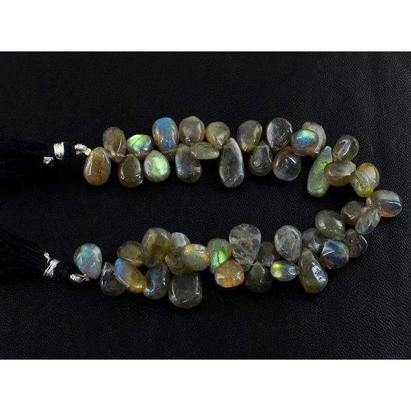 gemsmore:Natural Untreated Golden Flash Labradorite Beads Strand