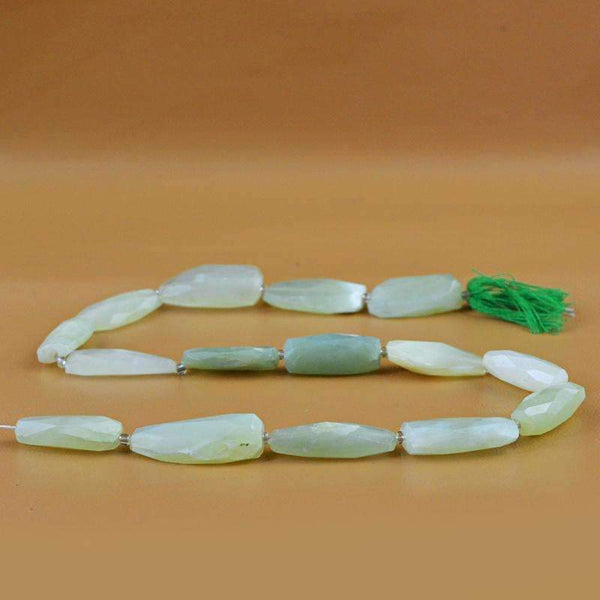 gemsmore:Natural Untreated Green Aquamarine Beads Strand Faceted Drilled