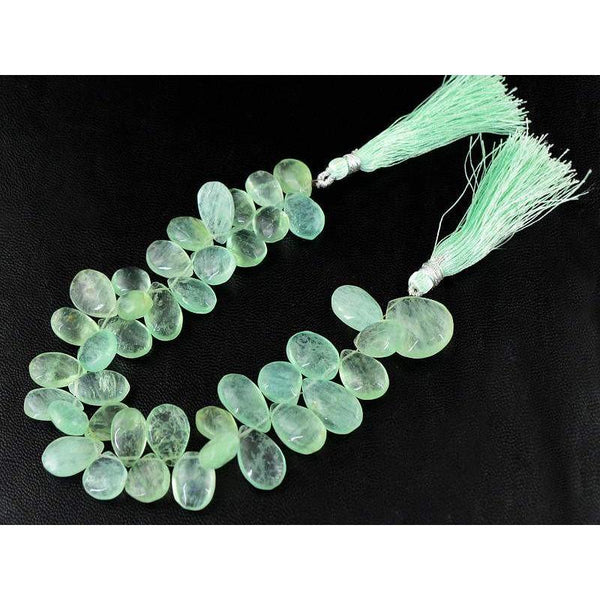 gemsmore:Natural Untreated Green Fluorite Drilled Beads Strand