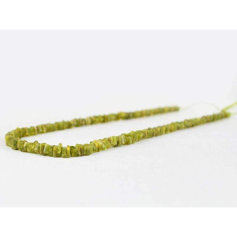 gemsmore:Natural Untreated Green Garnet Drilled Beads Strand gemsmore:Natural Untreated Green Garnet Drilled Beads Strand