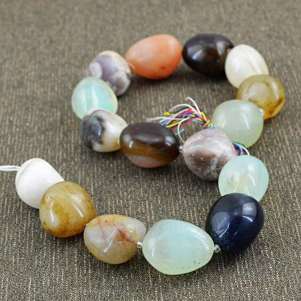gemsmore:Natural Untreated Multi Gemstone Drilled Beads Strand