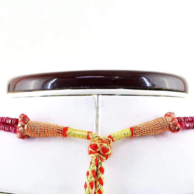 gemsmore:Natural Untreated Ruby Necklace 2 Line Faceted Untreated Beads gemsmore:Natural Untreated Ruby Necklace 2 Line Faceted Untreated Beads