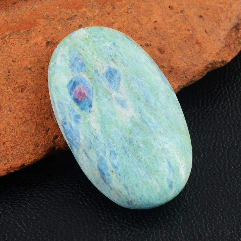 gemsmore:Natural Untreated Ruby Ziosite Gemstone - Oval Shape gemsmore:Natural Untreated Ruby Ziosite Gemstone - Oval Shape