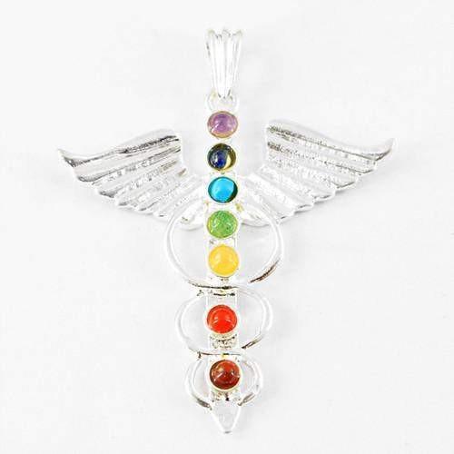 gemsmore:Natural Untreated Seven Chakra Healing Pendant gemsmore:Natural Untreated Seven Chakra Healing Pendant