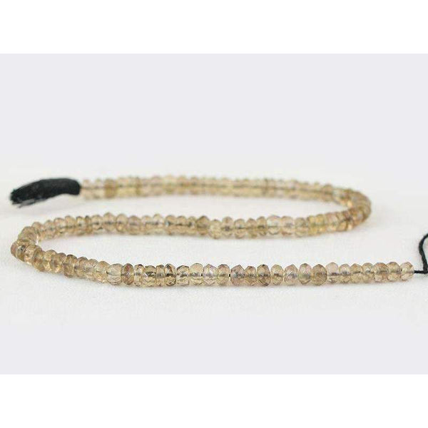 gemsmore:Natural Untreated Smoky Quartz Drilled Round Cut Beads Strand