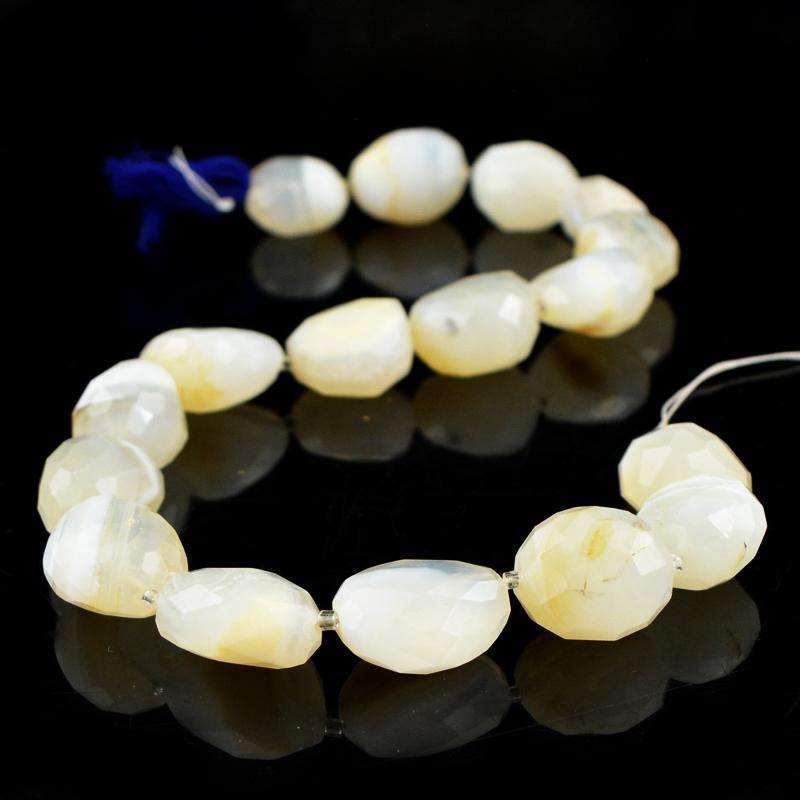 gemsmore:Natural White Agate Beads Strand Faceted Drilled gemsmore:Natural White Agate Beads Strand Faceted Drilled
