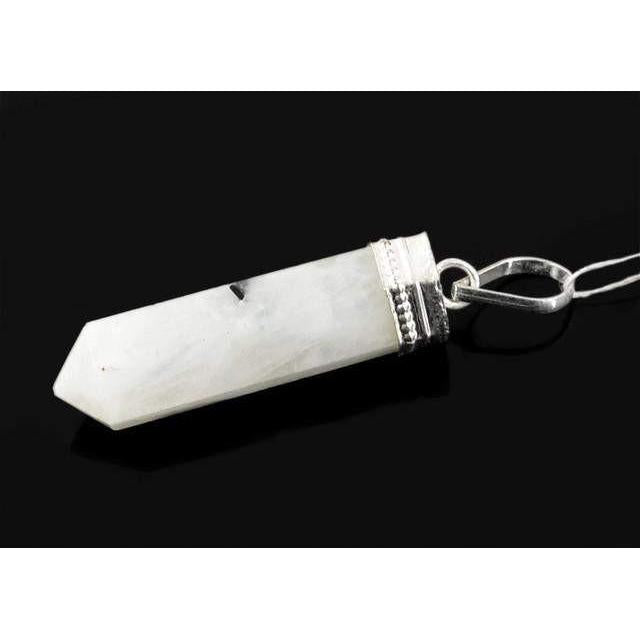 gemsmore:Natural White Moonstone Healing Point Pendant gemsmore:Natural White Moonstone Healing Point Pendant