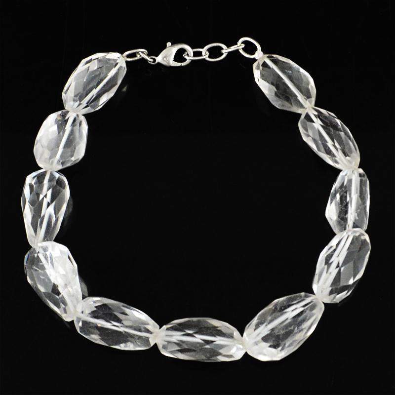 gemsmore:Natural White Quartz Bracelet Faceted Beads gemsmore:Natural White Quartz Bracelet Faceted Beads