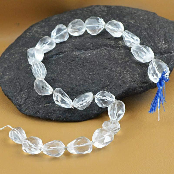 gemsmore:Natural White Quartz Genuine Faceted Beads Strand