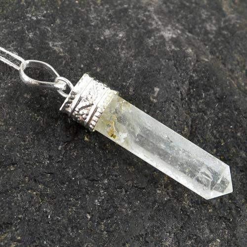 gemsmore:Natural White Quartz Healing Point Pendant gemsmore:Natural White Quartz Healing Point Pendant