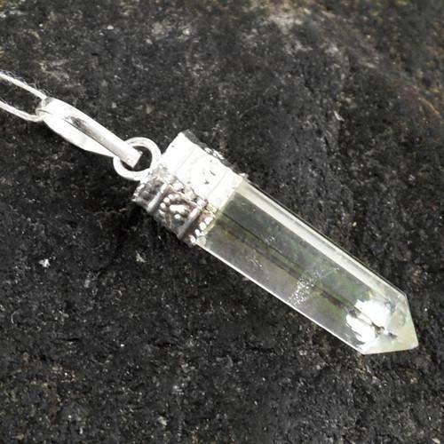 gemsmore:Natural White Quartz Healing Point Pendant gemsmore:Natural White Quartz Healing Point Pendant