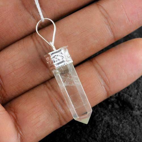gemsmore:Natural White Quartz Healing Point Pendant gemsmore:Natural White Quartz Healing Point Pendant