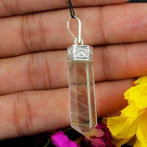 gemsmore:Natural White Quartz Healing Point Pendant gemsmore:Natural White Quartz Healing Point Pendant