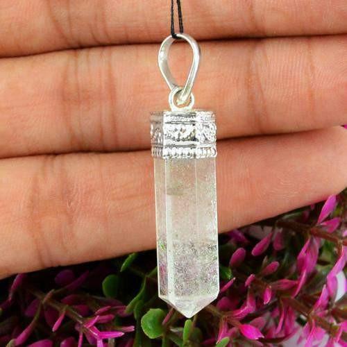 gemsmore:Natural White Quartz Healing Point Pendant gemsmore:Natural White Quartz Healing Point Pendant