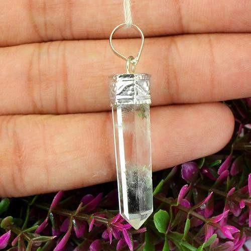 gemsmore:Natural White Quartz Healing Point Pendant gemsmore:Natural White Quartz Healing Point Pendant