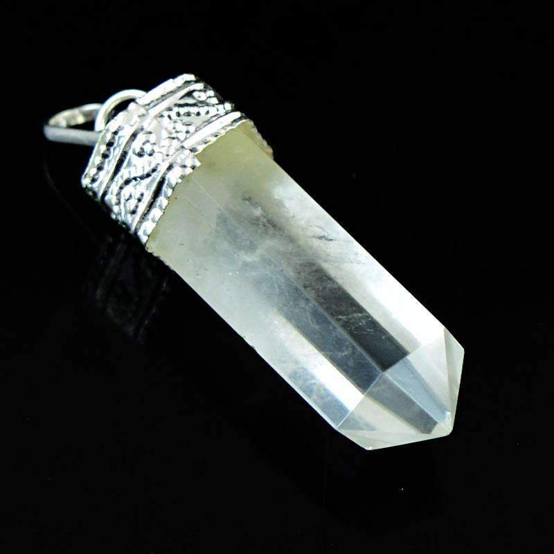gemsmore:Natural White Quartz Healing Point Pendant gemsmore:Natural White Quartz Healing Point Pendant