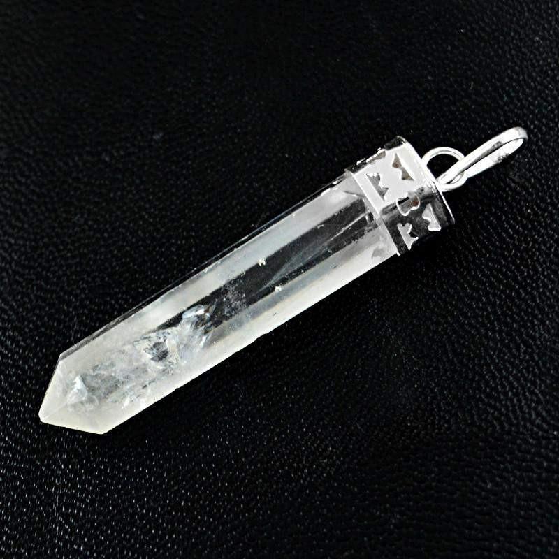 gemsmore:Natural White Quartz Reiki Healing Point Pendant gemsmore:Natural White Quartz Reiki Healing Point Pendant