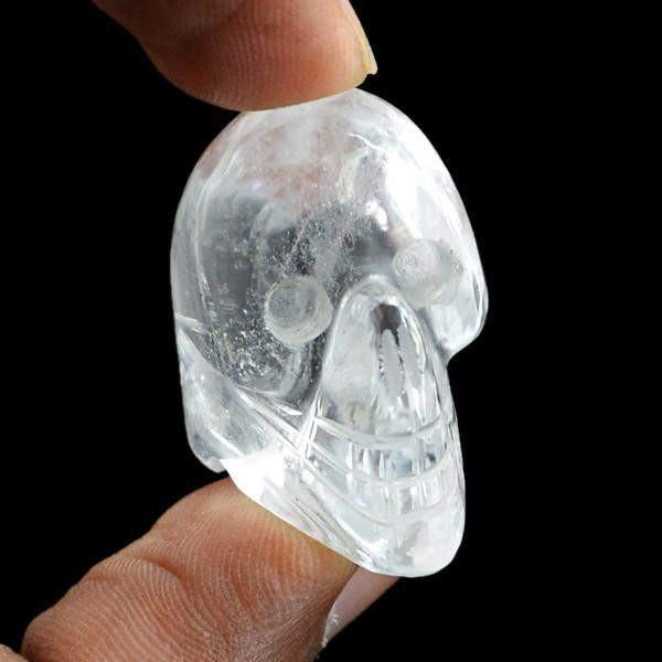 gemsmore:Natural White Quartz Single Gem Hand Carved Skull gemsmore:Natural White Quartz Single Gem Hand Carved Skull