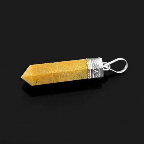 gemsmore:Natural yellow Aventurine Healing Point Pendant gemsmore:Natural yellow Aventurine Healing Point Pendant