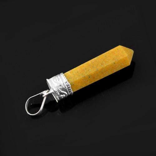 gemsmore:Natural yellow Aventurine Healing Point Pendant gemsmore:Natural yellow Aventurine Healing Point Pendant