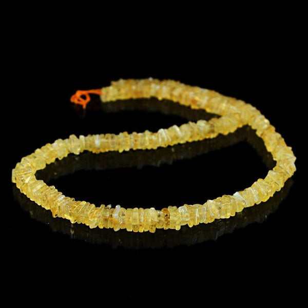 gemsmore:Natural Yellow Citrine Untreated Drilled Beads Strand