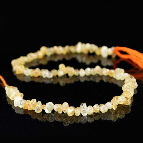 gemsmore:Natural Yellow Citrine Untreated Drilled Beads Strand